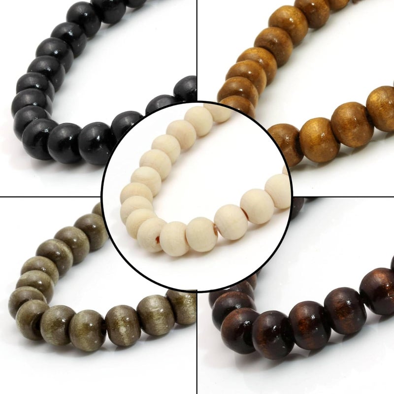 Milakoo 5 Pcs Wooden Beaded Bracelet Bangle for Men and Women Elastic - Image 2